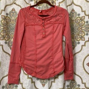 Free people Long sleeve cute embroidered detail